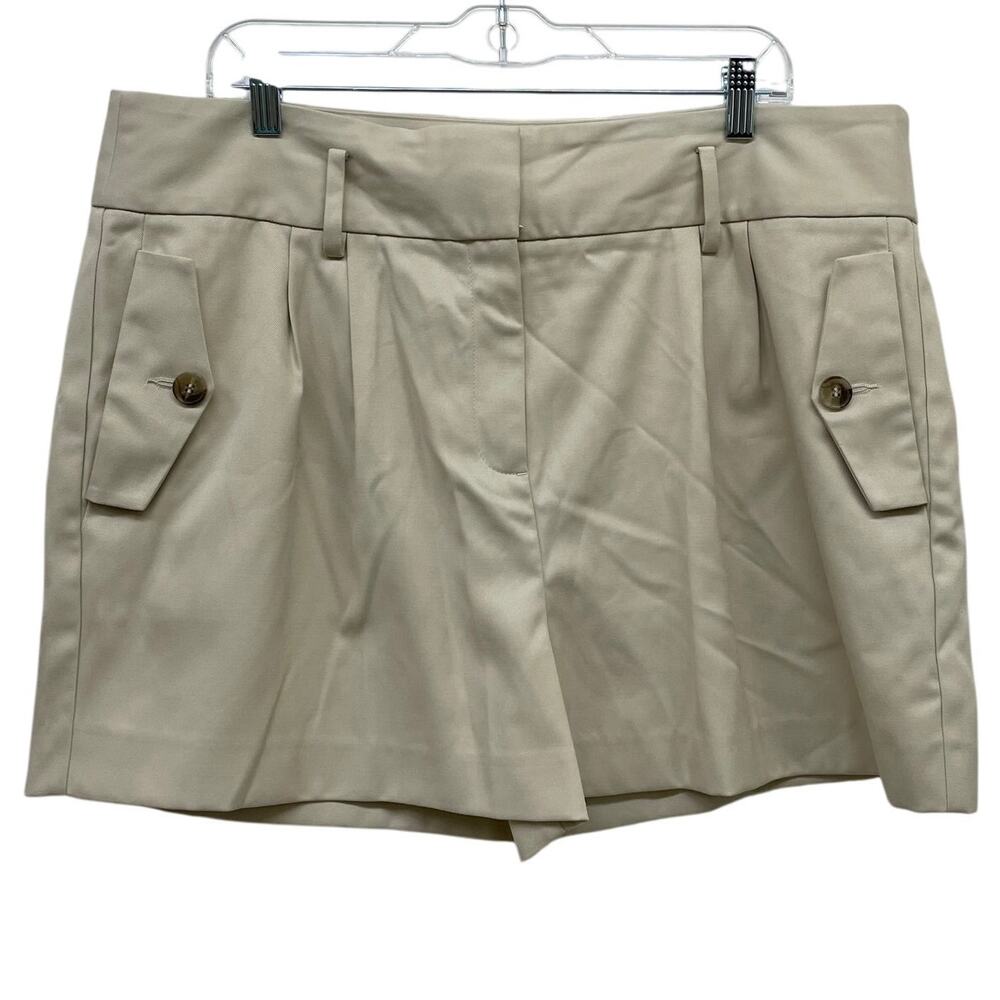 Reiss NWT Brooklyn Pocket Front Tailored Shorts Khaki Size 14 Pleated High Rise